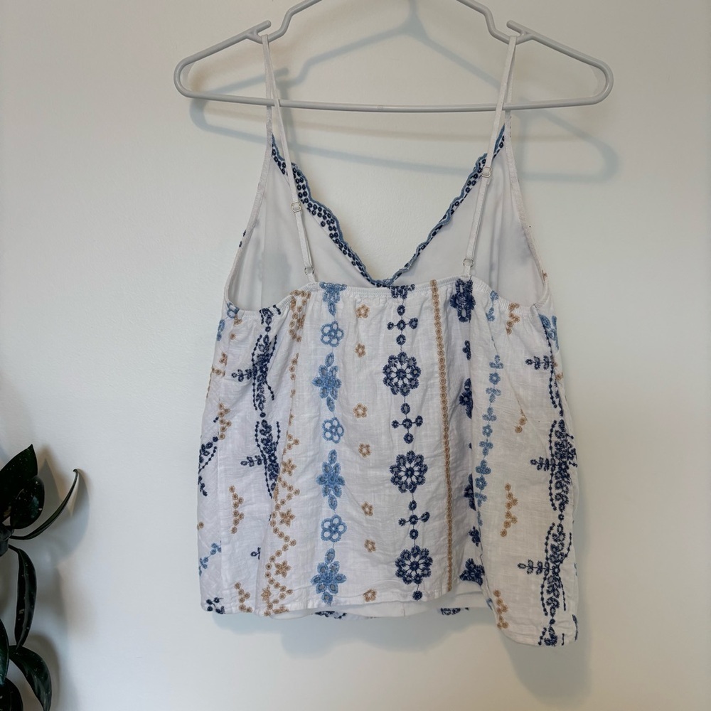 Mi Ami White Bohemian Embroidered Sleeveless Cami Top Size S - Picture 4 of 7